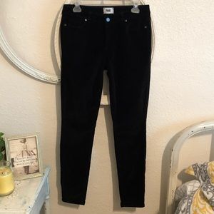 Paige denim black velour skinnies, size 30